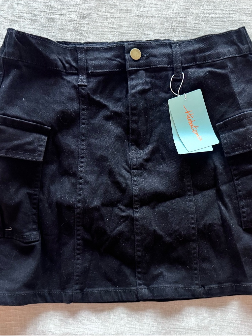 Black Cargo Pocket Mini Skirt with Tag